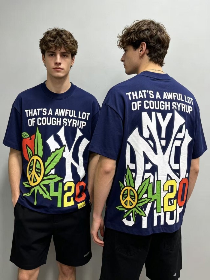 Weed Leaf Peace Symbol Apple NY Graffiti Double Sided Print Tee 2 colors 29288701