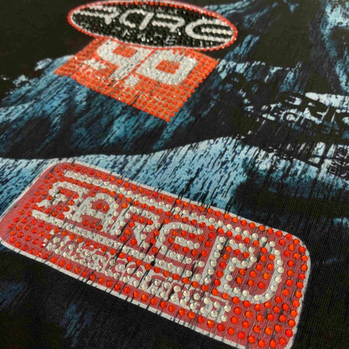 Distorted Evil Portrait Sticker Collage Green Flame RP Letter Double Sided Print Washed Tee 29288457
