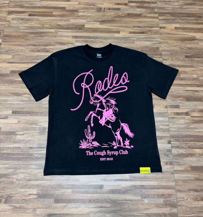 Pink Line Rodeo Cowboy Cactus Club EST 2018 Front Bold Stacked Letter Tee 29290090