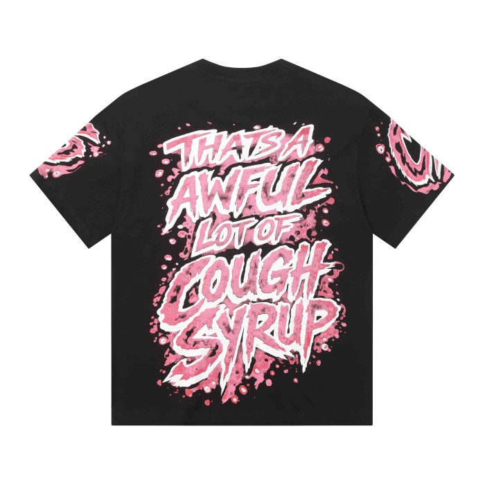 Pink Splatter Graffiti Cup Front Back Double Sided Print Tee 2 colors 29290023