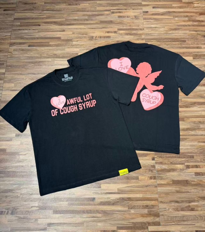 I Love Nested Heart Front Cupid Angel Syrup Bottle Back Double Sided Print Tee 2 colors 29290046