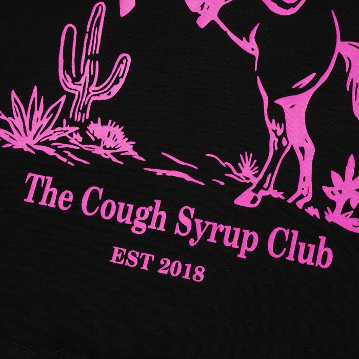 Pink Line Rodeo Cowboy Cactus Club EST 2018 Front Bold Stacked Letter Tee 29290090