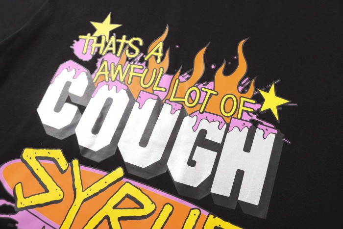 Word Star & Small Flame Decor Sleeve Side Print Large Flame Base Splash Tee 3 colors 29290130