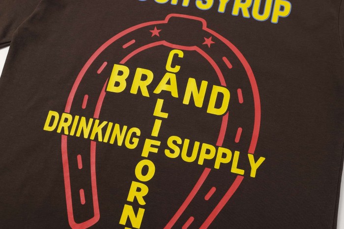 California Western Horseshoe Brand Text Front Bucking Bronco Lightning Stacked Slogan Printed Tee 29290068