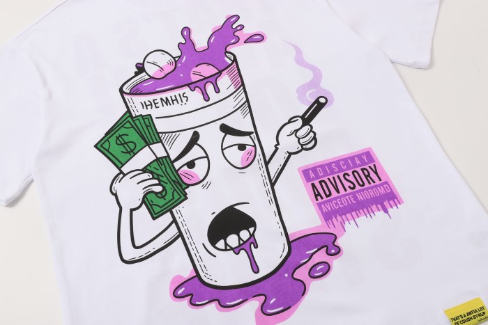 Desto Dubb Dripping Purple Liquid Cartoon Cup Double Side Bold Letter Print Tee 29290169