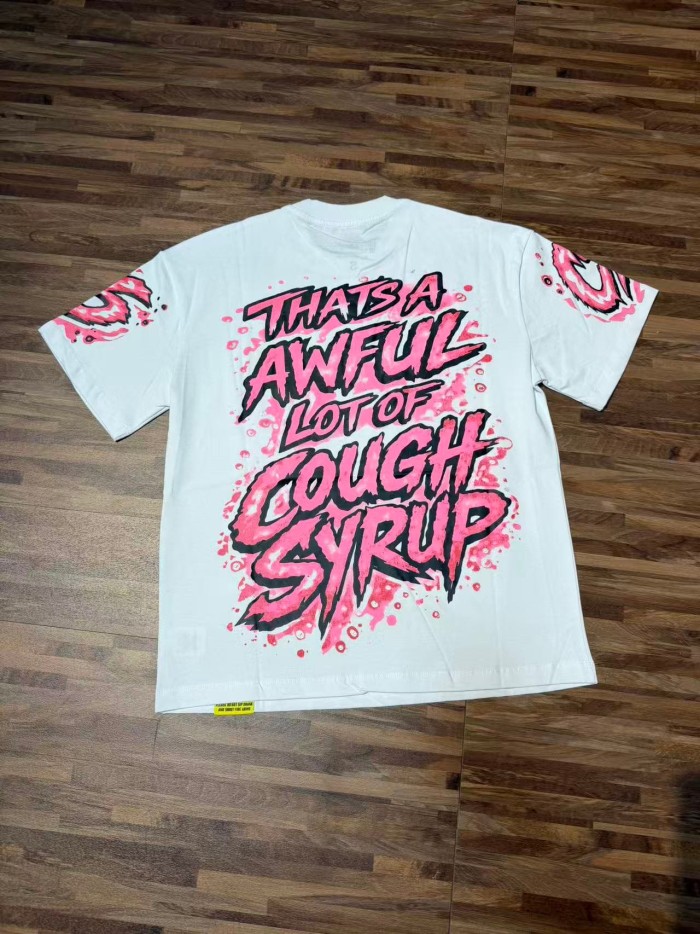 Pink Splatter Graffiti Cup Front Back Double Sided Print Tee 2 colors 29290023