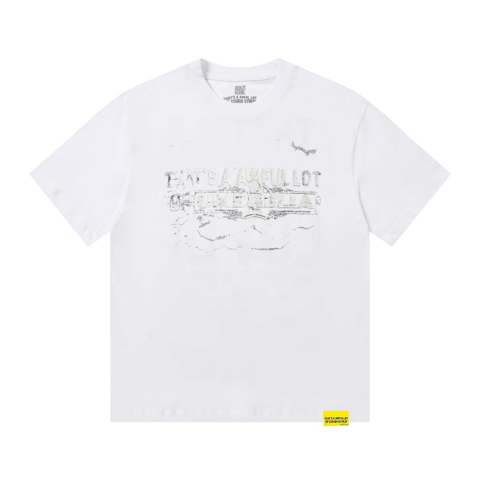 Vintage Distressed Faded Umbrella Text Front Big Stacked Letter Print Tee 2 colors 29290058