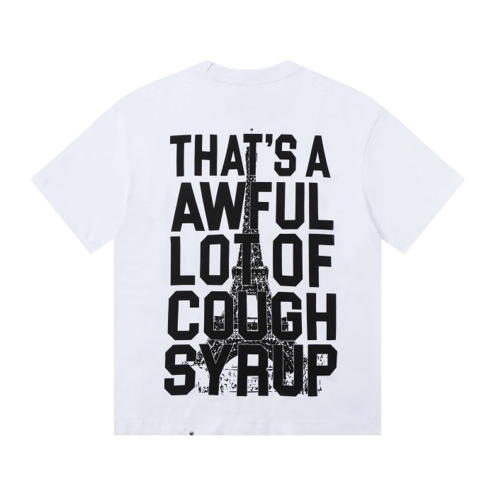 Sketch Texture Eiffel Tower ALCS Gothic Letter Front Embedded Tower Stacked Slogan Tee 2 colors 29290147