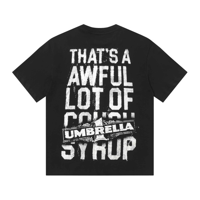 Vintage Distressed Faded Umbrella Text Front Big Stacked Letter Print Tee 2 colors 29290058