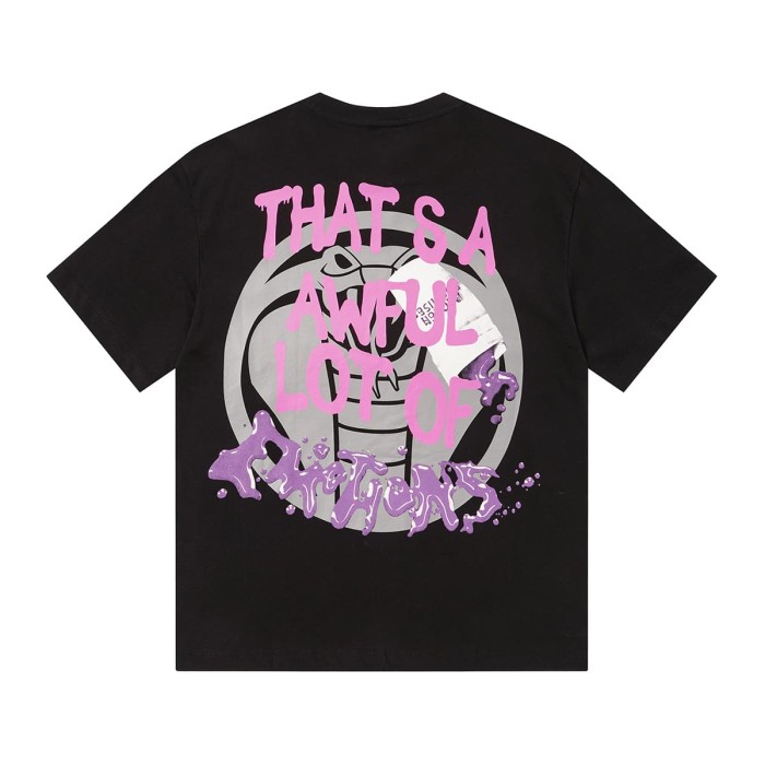 Two Purple Eye Skull Lightning Front Snake Ring Background Dripping Graffiti Text Print Tee 2 colors 29290122