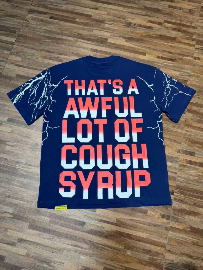 Full Sleeve White Lightning Hurricane Cartoon Bird Front Gradient Stacked Full Slogan Print Tee 2 colors 29290161
