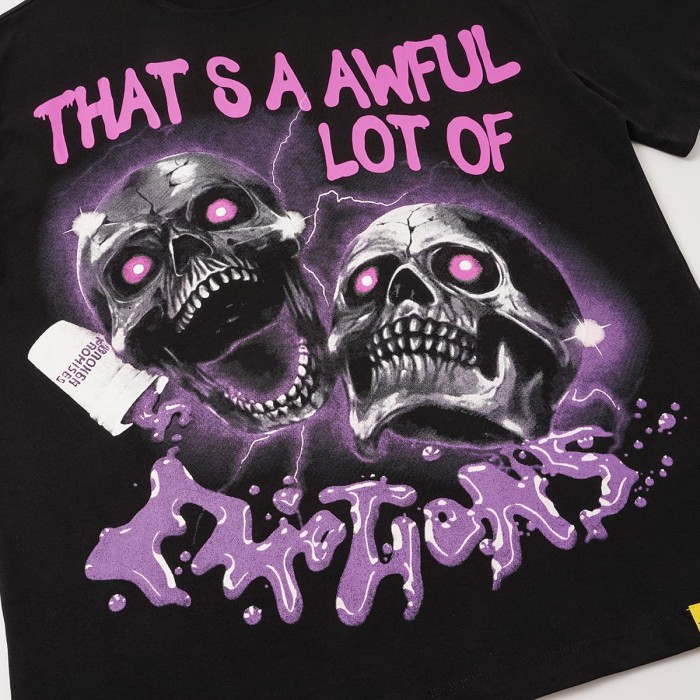 Two Purple Eye Skull Lightning Front Snake Ring Background Dripping Graffiti Text Print Tee 2 colors 29290122