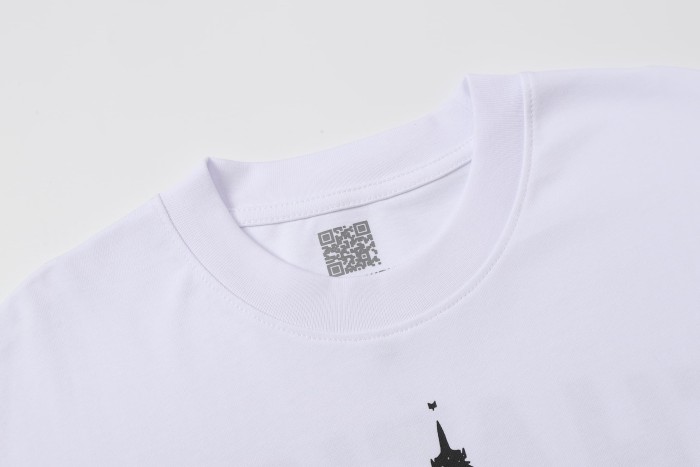 Sketch Texture Eiffel Tower ALCS Gothic Letter Front Embedded Tower Stacked Slogan Tee 2 colors 29290147