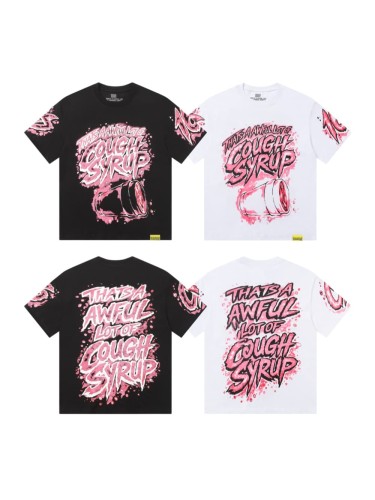 Pink Splatter Graffiti Cup Front Back Double Sided Print Tee 2 colors 29290023