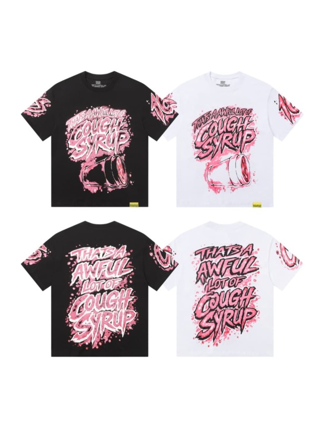 Pink Splatter Graffiti Cup Front Back Double Sided Print Tee 2 colors 29290023
