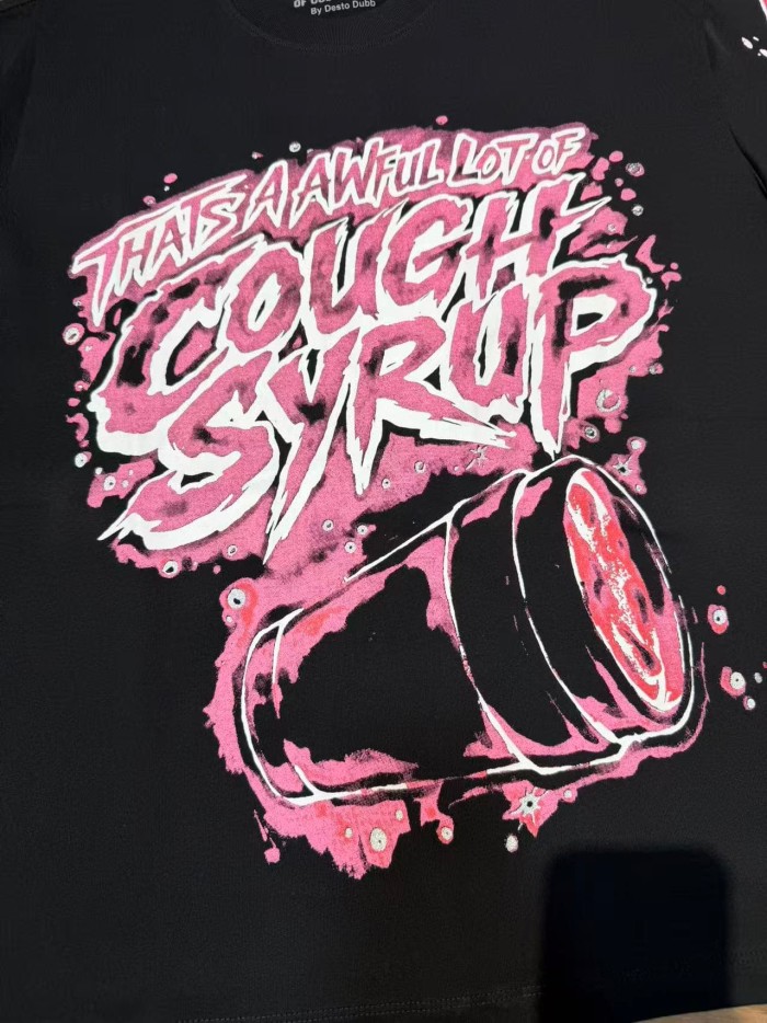 Pink Splatter Graffiti Cup Front Back Double Sided Print Tee 2 colors 29290023