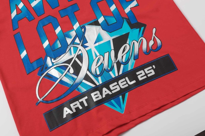 Art Basel 25 Limited Blue Water Wave Gradient Letter Diamond Sevens Back Script Overlay Text Tee 3 colors 29290138