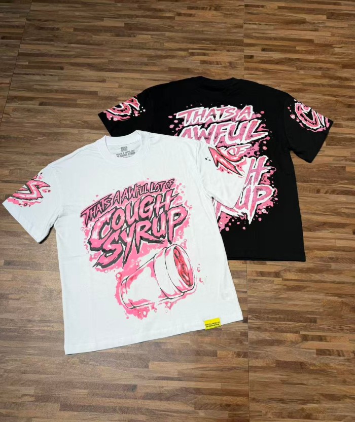 Pink Splatter Graffiti Cup Front Back Double Sided Print Tee 2 colors 29290023