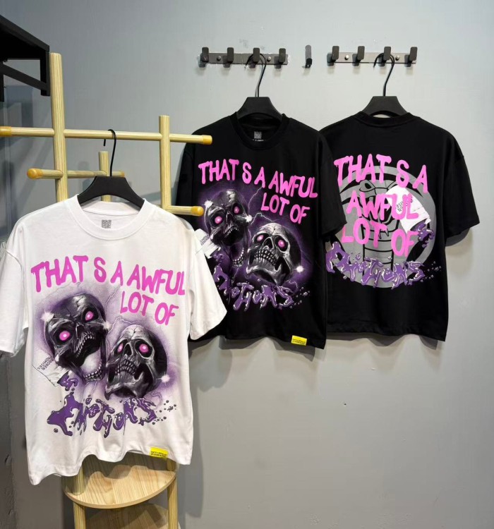 Two Purple Eye Skull Lightning Front Snake Ring Background Dripping Graffiti Text Print Tee 2 colors 29290122