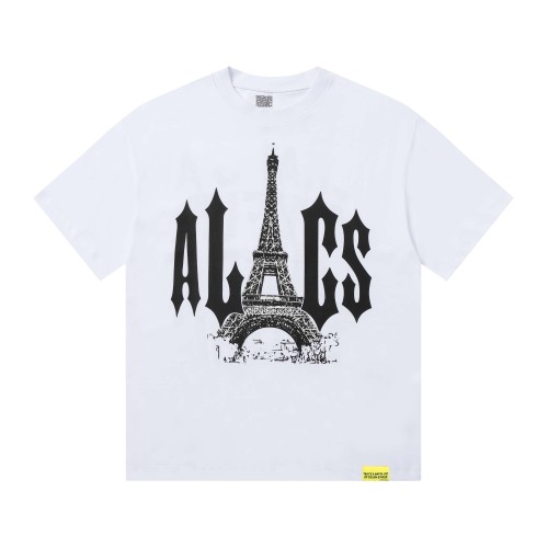 Sketch Texture Eiffel Tower ALCS Gothic Letter Front Embedded Tower Stacked Slogan Tee 2 colors 29290147