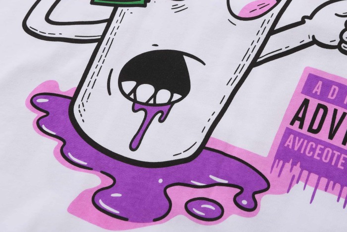 Desto Dubb Dripping Purple Liquid Cartoon Cup Double Side Bold Letter Print Tee 29290169