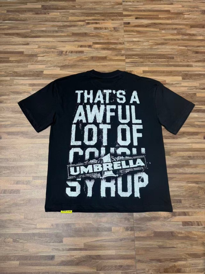 Vintage Distressed Faded Umbrella Text Front Big Stacked Letter Print Tee 2 colors 29290058