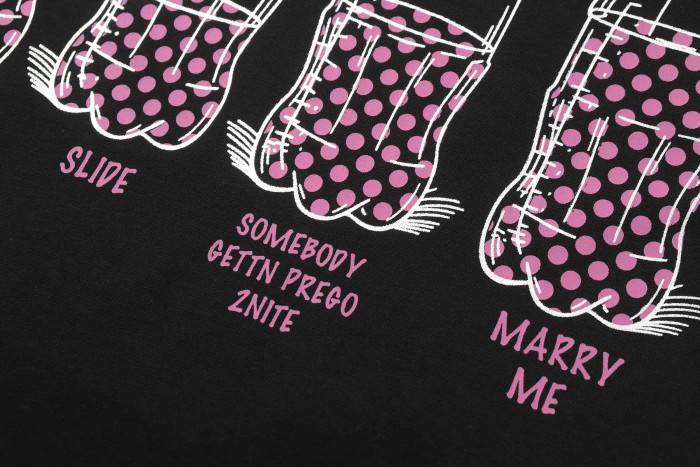 Four Outline Syrup Bottles Pink Polka Dot Liquid Level Front Half Pink Dot Filled Stacked Slogan Tee 2 colors 29290183