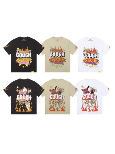 Word Star & Small Flame Decor Sleeve Side Print Large Flame Base Splash Tee 3 colors 29290130