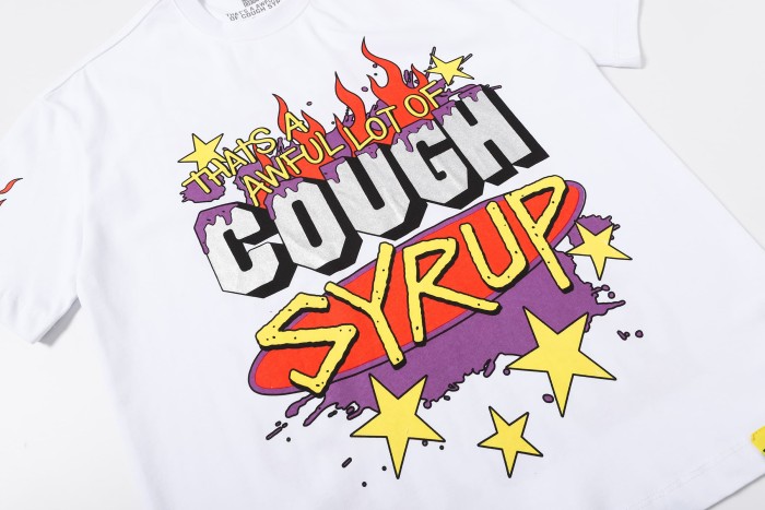 Word Star & Small Flame Decor Sleeve Side Print Large Flame Base Splash Tee 3 colors 29290130
