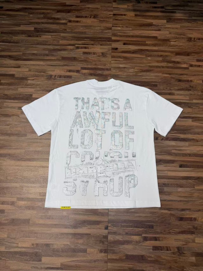 Vintage Distressed Faded Umbrella Text Front Big Stacked Letter Print Tee 2 colors 29290058