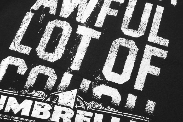 Vintage Distressed Faded Umbrella Text Front Big Stacked Letter Print Tee 2 colors 29290058