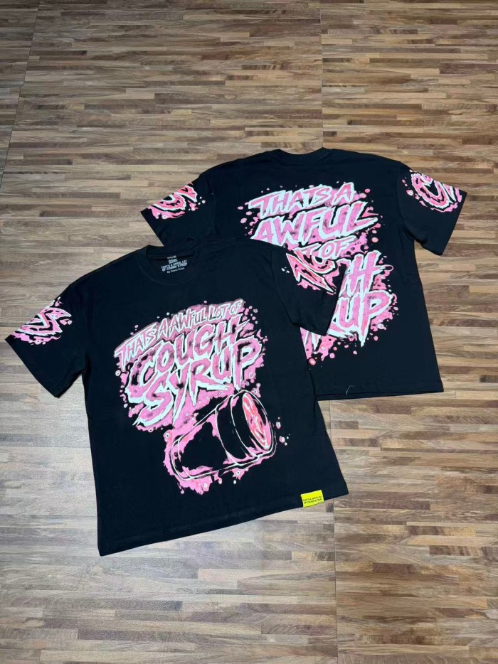 Pink Splatter Graffiti Cup Front Back Double Sided Print Tee 2 colors 29290023