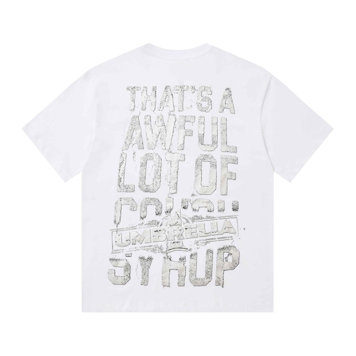 Vintage Distressed Faded Umbrella Text Front Big Stacked Letter Print Tee 2 colors 29290058