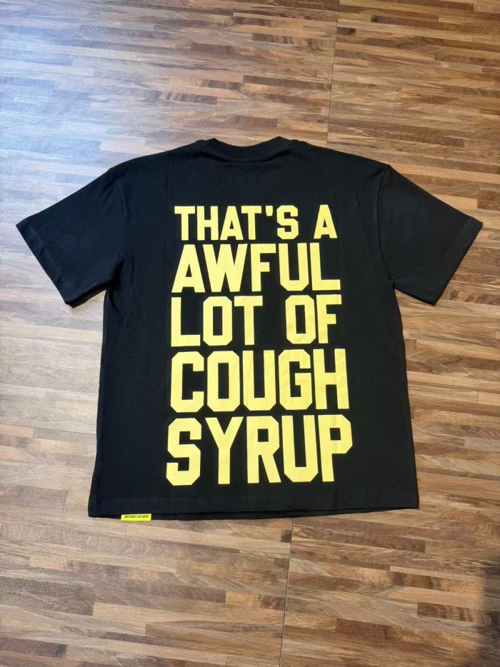 Framed Parody Mona Lisa Holding Syrup Cup Front Bold Gold Stacked Slogan Print Tee 2 colors 29290152