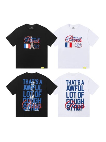 Eiffel Tower France Flag Travel Stamp Graphic Front Large Bold Blue Stacked Letter Tee 2 colors 29290156
