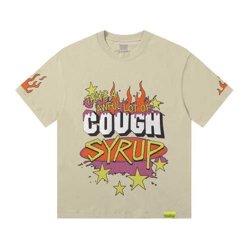 Word Star & Small Flame Decor Sleeve Side Print Large Flame Base Splash Tee 3 colors 29290130