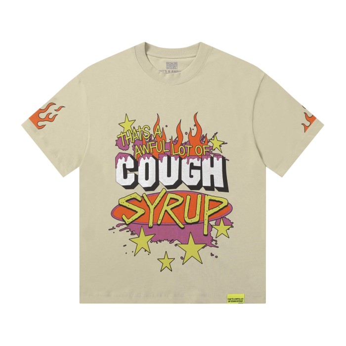 Word Star & Small Flame Decor Sleeve Side Print Large Flame Base Splash Tee 3 colors 29290130