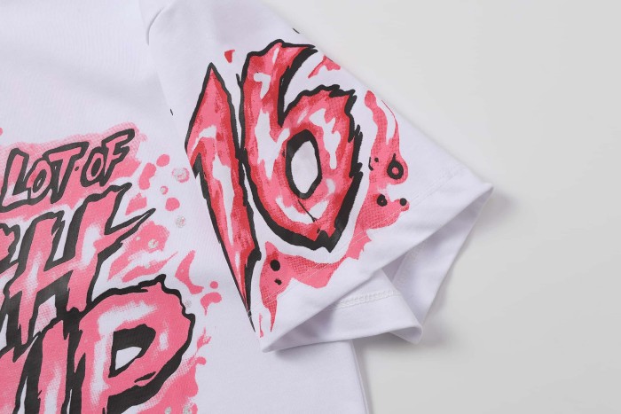 Pink Splatter Graffiti Cup Front Back Double Sided Print Tee 2 colors 29290023