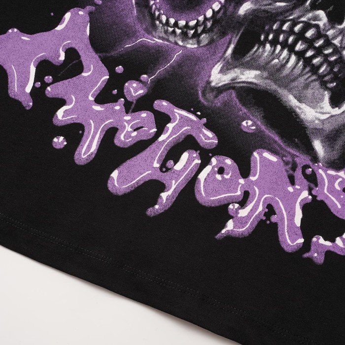 Two Purple Eye Skull Lightning Front Snake Ring Background Dripping Graffiti Text Print Tee 2 colors 29290122