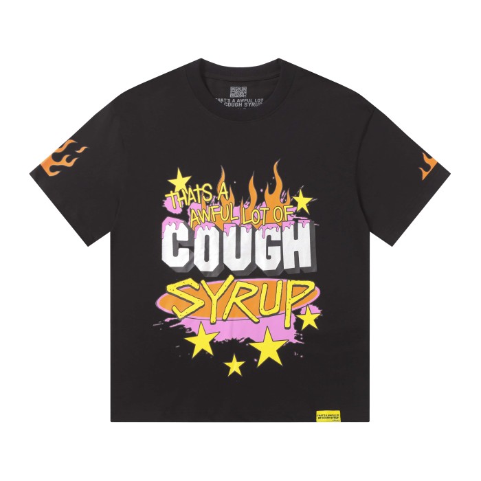 Word Star & Small Flame Decor Sleeve Side Print Large Flame Base Splash Tee 3 colors 29290130