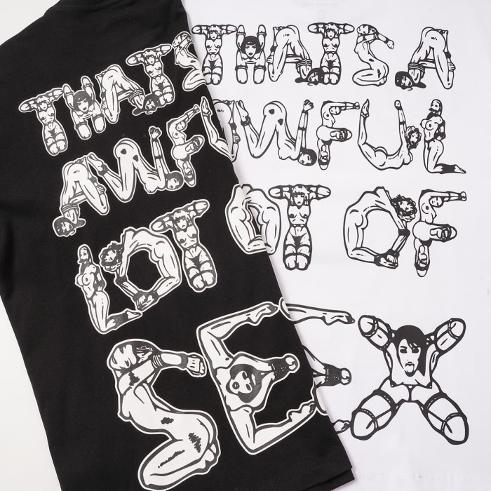Unique Aesthetic Figure Constructed Letter Front Back Printed Tee 2 colors 29290006