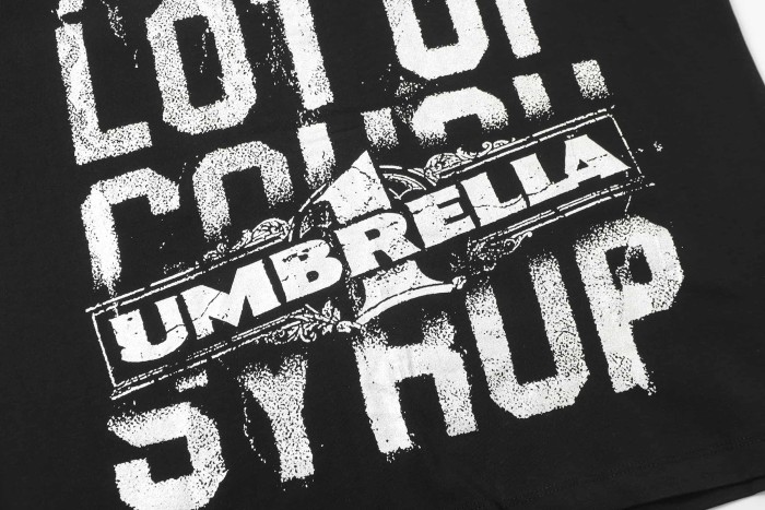 Vintage Distressed Faded Umbrella Text Front Big Stacked Letter Print Tee 2 colors 29290058