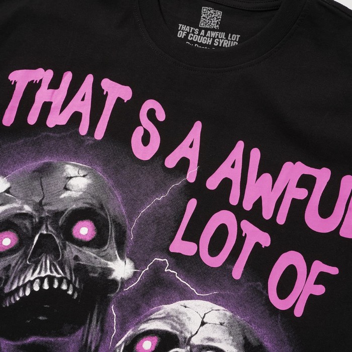 Two Purple Eye Skull Lightning Front Snake Ring Background Dripping Graffiti Text Print Tee 2 colors 29290122
