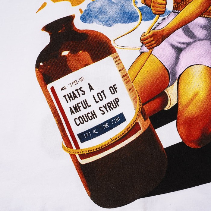 Pin-Up Lady Syrup Bottle Front Red Graffiti Overlay Stacked Letter Back Print Tee 29290078