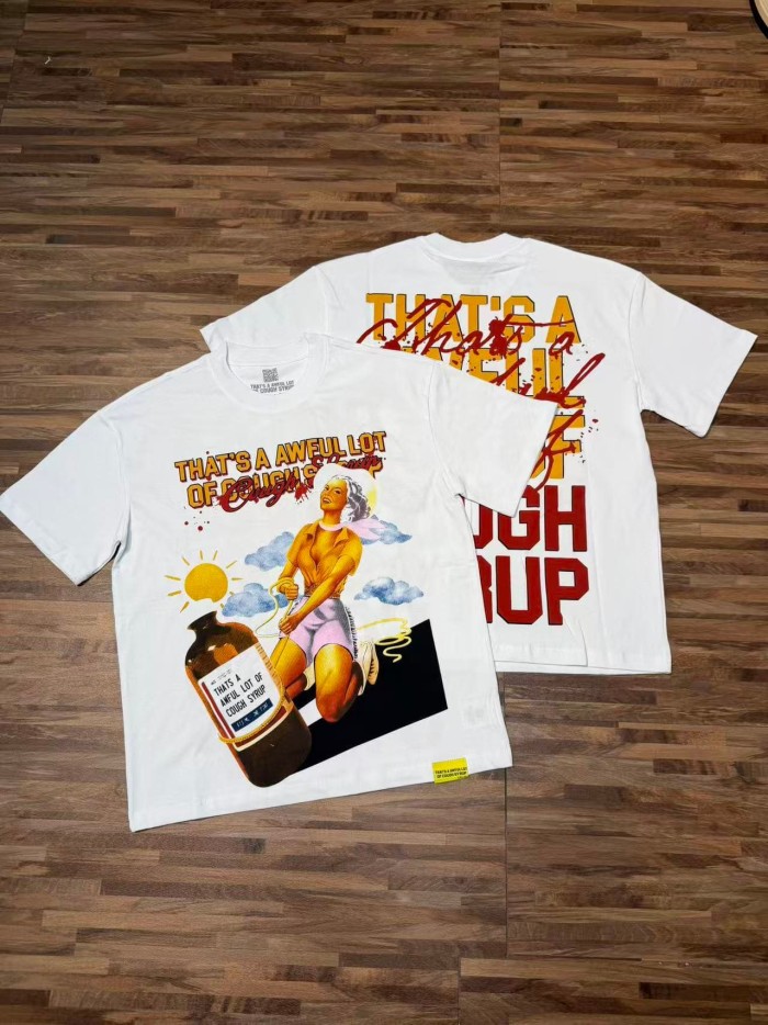 Pin-Up Lady Syrup Bottle Front Red Graffiti Overlay Stacked Letter Back Print Tee 29290078