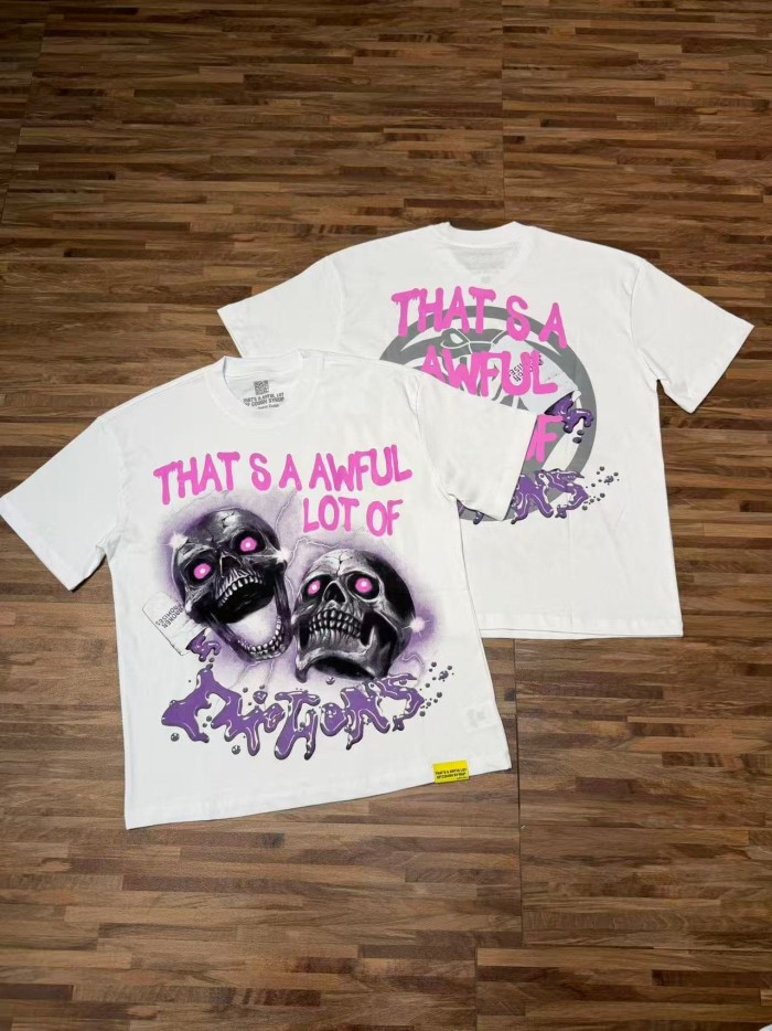 Two Purple Eye Skull Lightning Front Snake Ring Background Dripping Graffiti Text Print Tee 2 colors 29290122