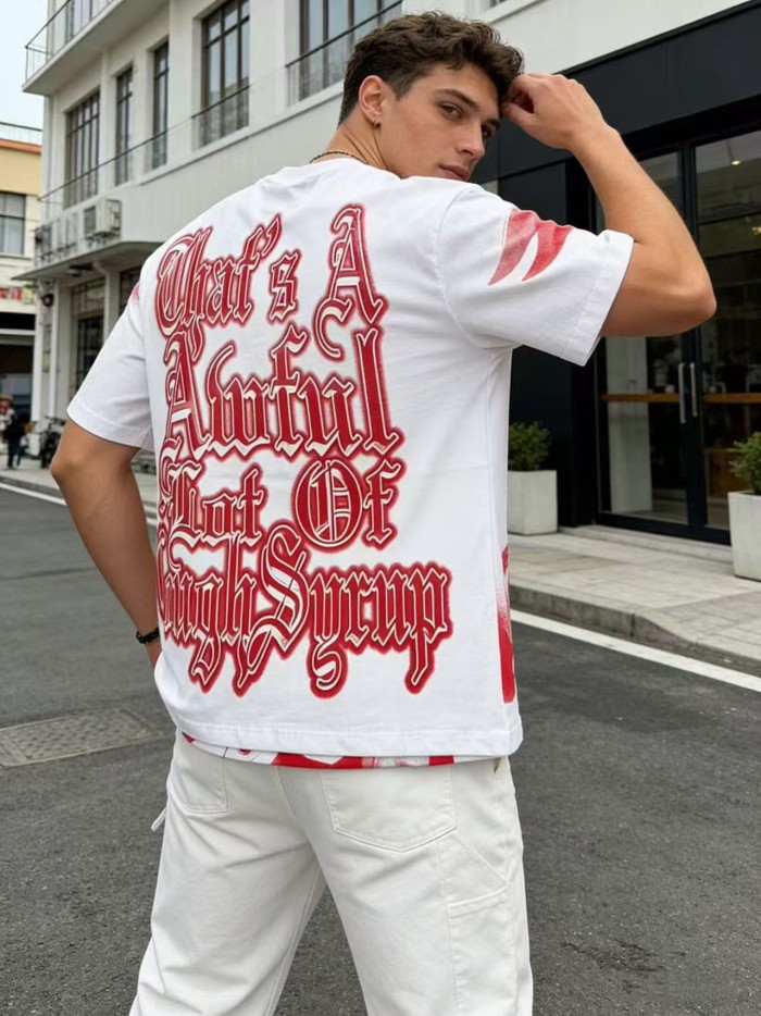 Sketch Cupid Angel Tattoo Detail Front Gothic Stacked Cursive Slogan Back Tee 4 colors 29290017