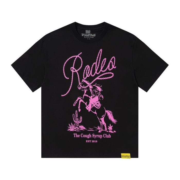Pink Line Rodeo Cowboy Cactus Club EST 2018 Front Bold Stacked Letter Tee 29290090