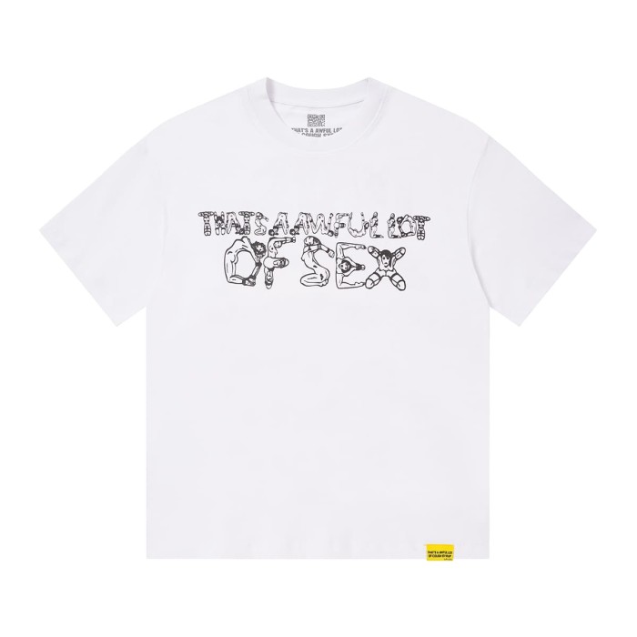 Unique Aesthetic Figure Constructed Letter Front Back Printed Tee 2 colors 29290006