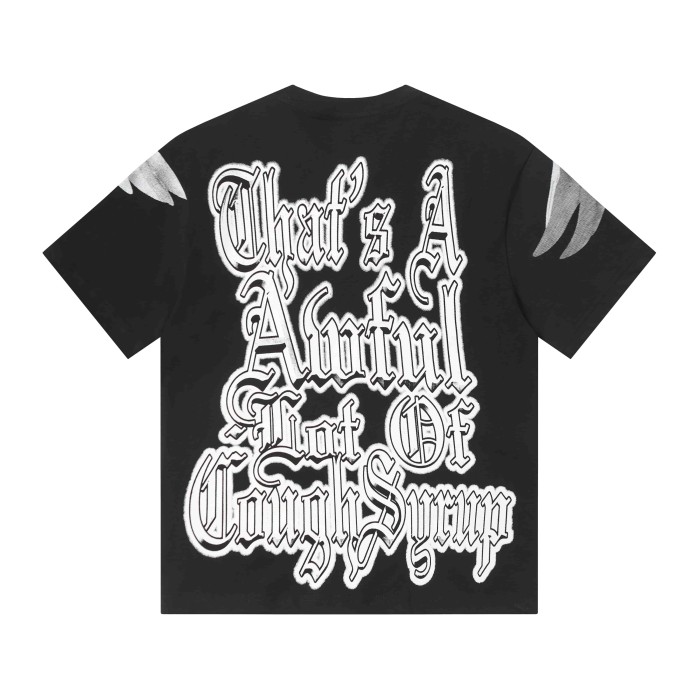 Sketch Cupid Angel Tattoo Detail Front Gothic Stacked Cursive Slogan Back Tee 4 colors 29290017
